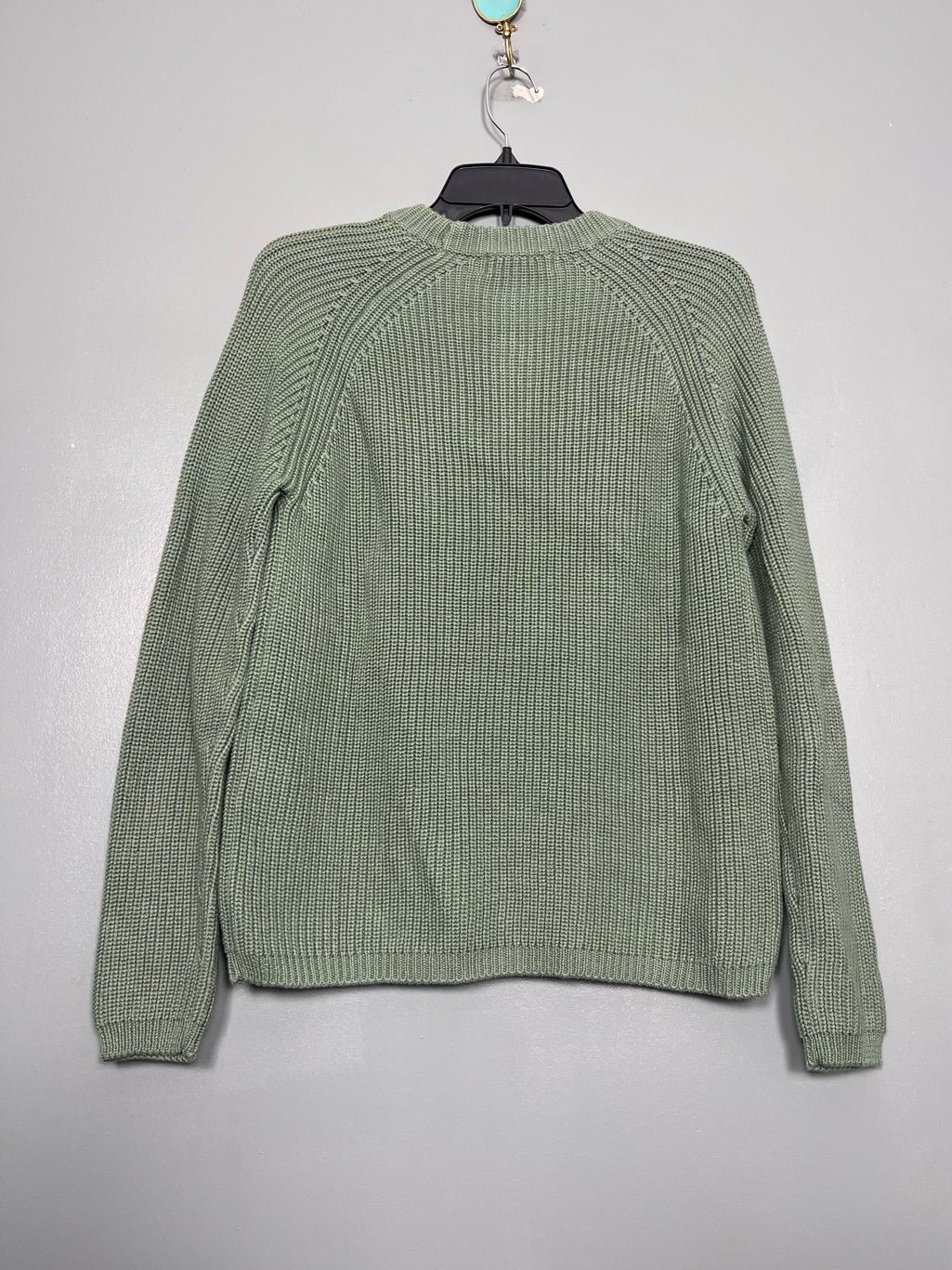 Pura Cashmere 100% Cotton Fisherman Crewneck Sweater Women’s Size Xs Sage Green — image 2 of 7